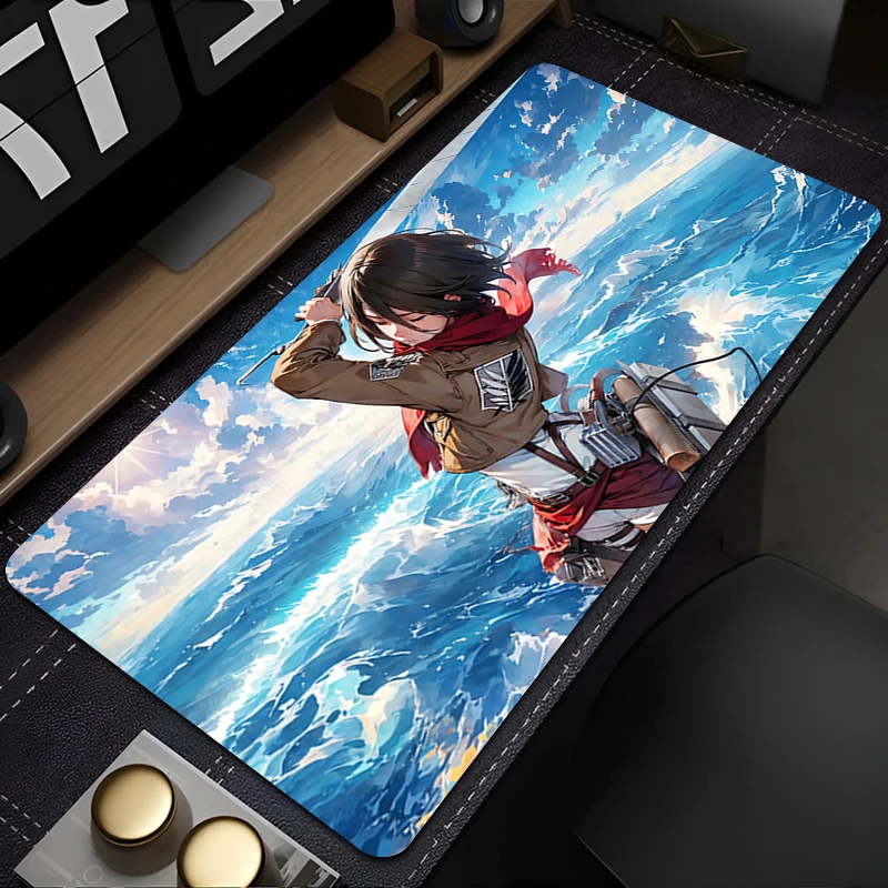 

Mouse Pad Desk Mat Kawaii Computer Desk Accessories Titan Mikasa Mouse Mat Mousepad Gamer Soft Rubber Pads
