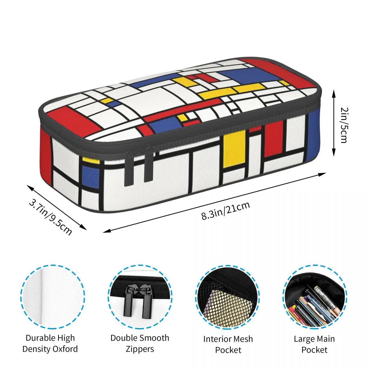 Piet Mondrian Pencil Cases Large Capacity Pen Bags Pen Box Pencil Pouch For Boys Girls Students Stationery School Office