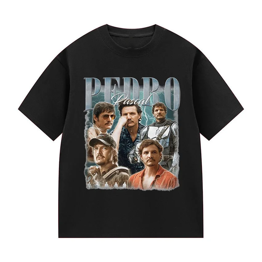 

Ограниченная серия Pedro Pascal 2025, летняя футболка с винтажным узором, мужская модная одежда, футболка, хлопковая очень большая футболка