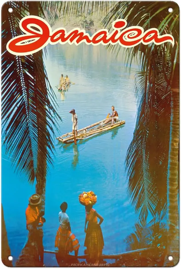 Pacifica Island Art Jamaica - Vintage Travel Poster c.1970s - 8 x 12 inch Vintage Metal Tin Sign