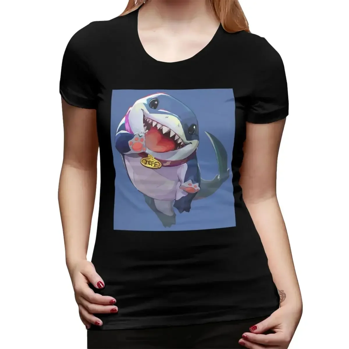 Camiseta Jeff The Land Shark para mujer, camisetas de cuello redondo, camisetas de calle, camisetas cortas para mujer, ropa de verano, Tops