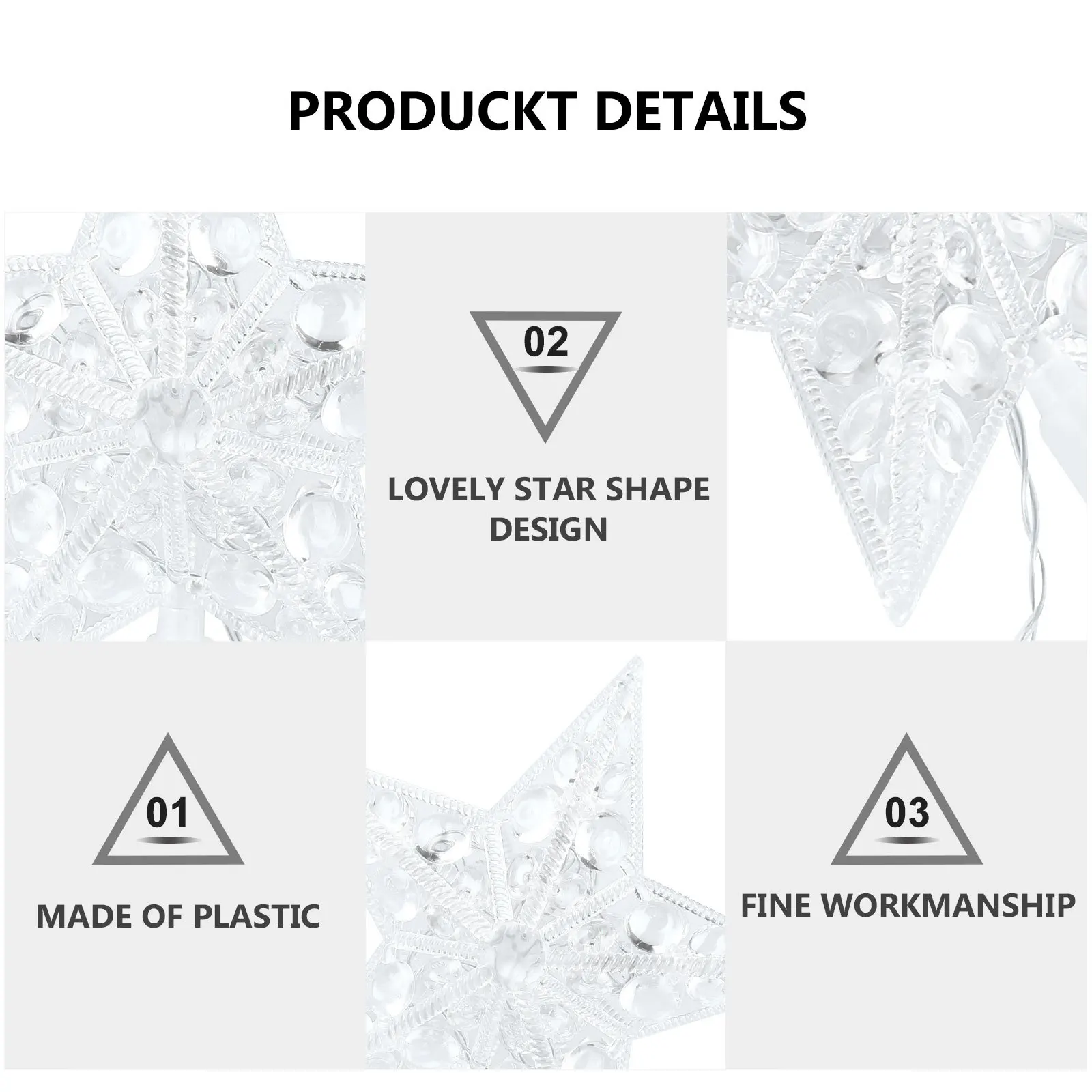 

1pc Star Shape Light Christmas Tree Pendant For Party Decor Festival Treetop Decoration Reusable String Lights