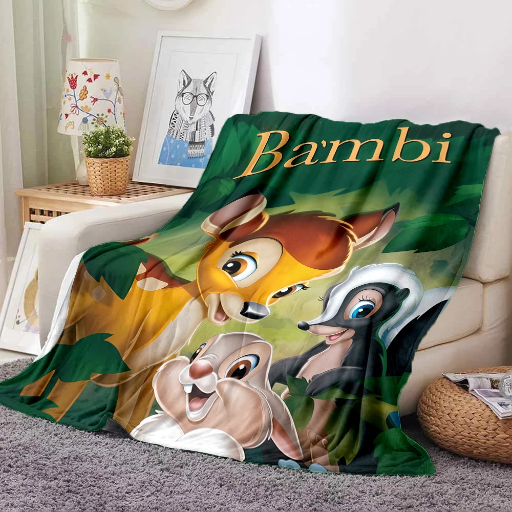 Disney Bambi Fawn Cartoon Flannel Blankets Anime Soft Fluffy Plush Blanket Sofa Office Quilt Throw Picnic Beach Towel  Blankets