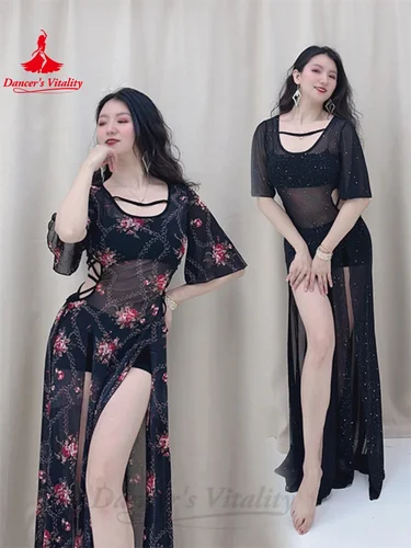 Imagen 2 del producto Vestido de traje de bailarina del vientre para mujer Bingbing malla Shaabi Baladi Saidy ropa de práctica trajes de danza del vientre Oriental para adultos