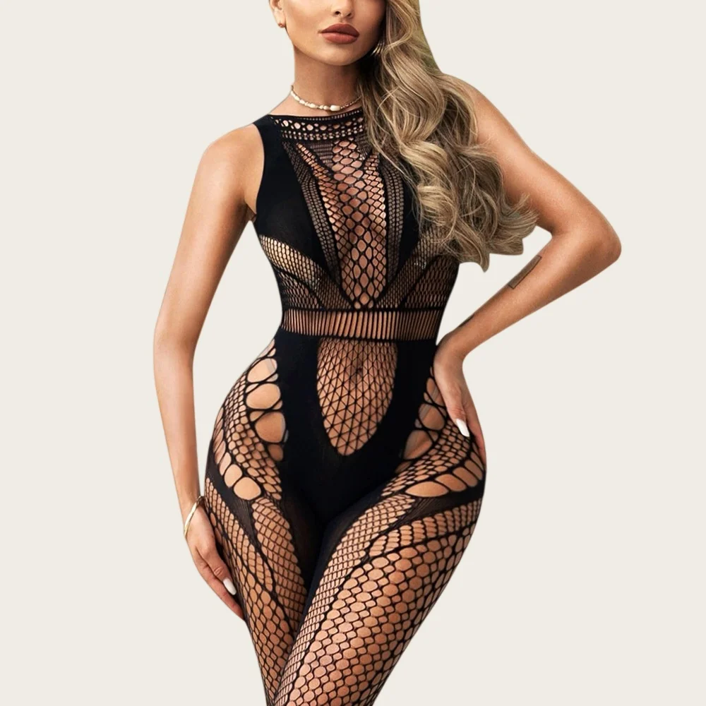 Crotchless Bodysuits Pornographic Bodystocking For Sex Bold Body Suit Hot Open Crotch Erotic Costumes Sexy Fishnet Lingerie