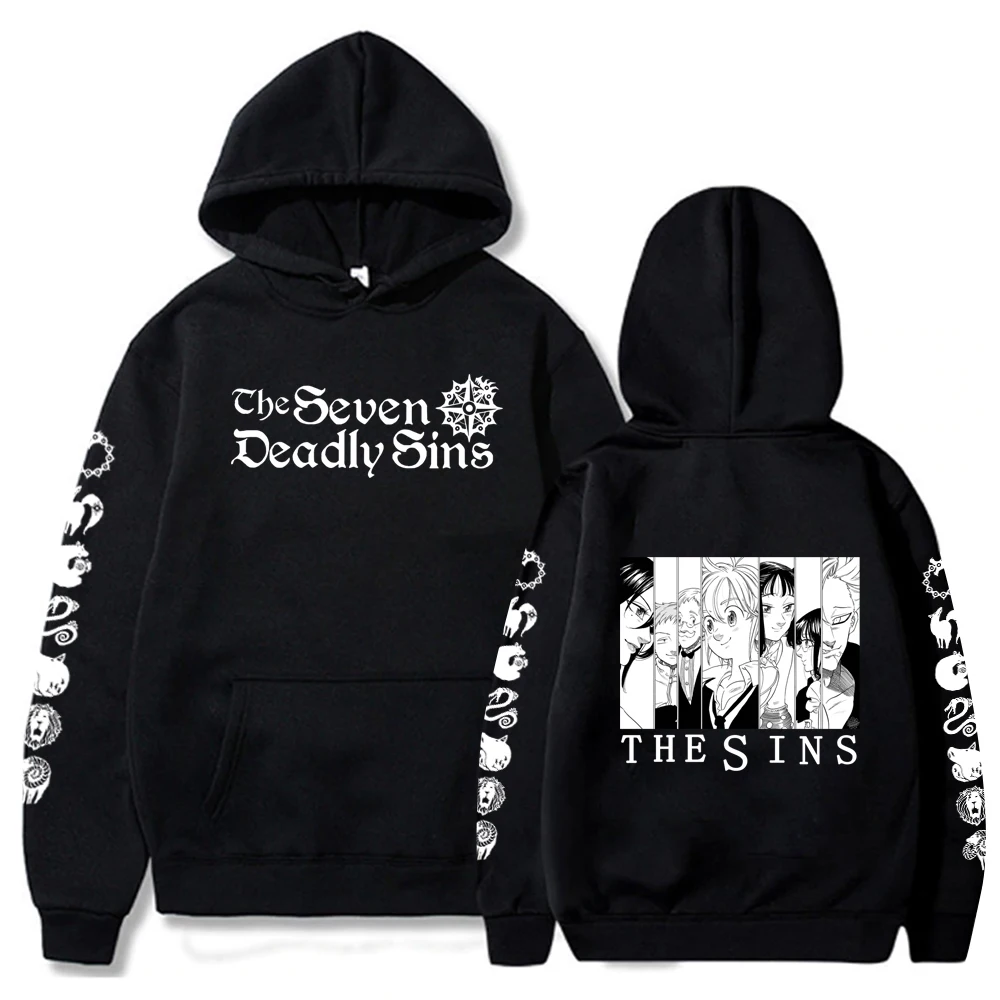 Anime The Seven Deadly Sins Meliodas Elizabeth Diane Ban King Gowther Merlin Graphic Hooded Men Hoodies Harajuku Male Sweatshirt