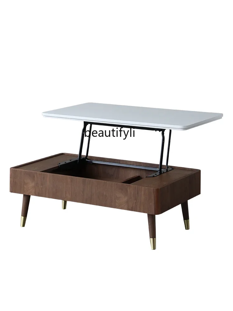 

Nordic Modern Simple Small Apartment Living Room Functional Storage Tea Table Retractable Liftable Meal Table Dual-Use