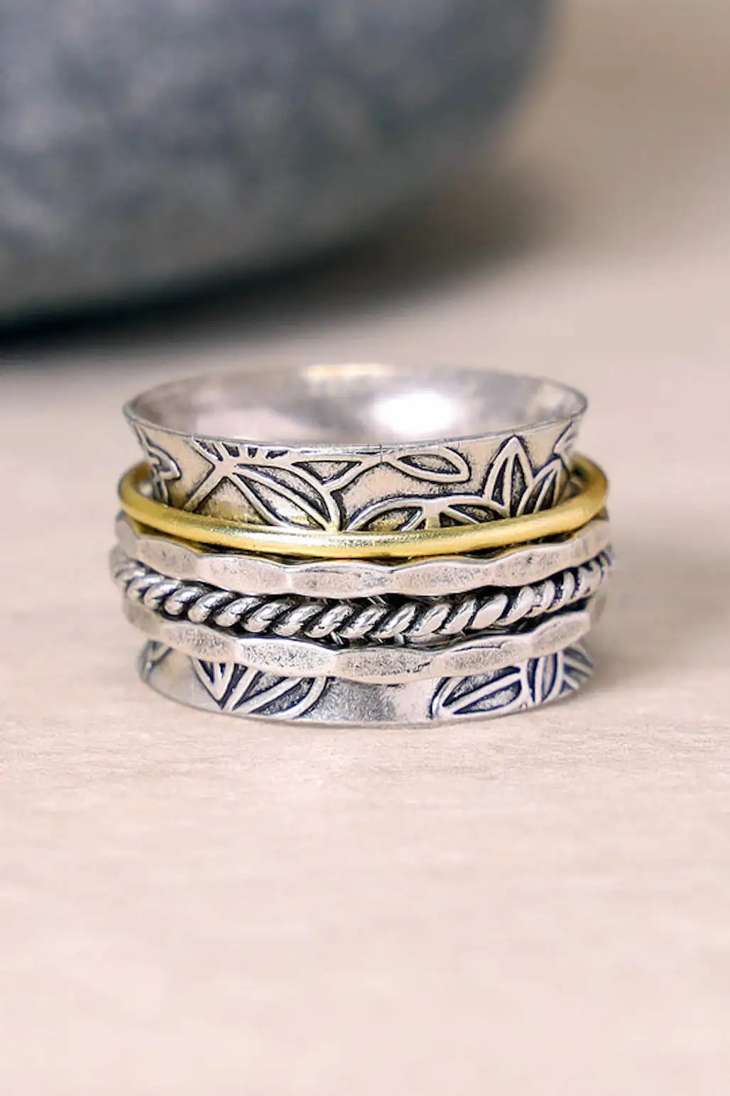 Handmade Bali Style Fidgets Spinners Rings Anti-stress Jewelry