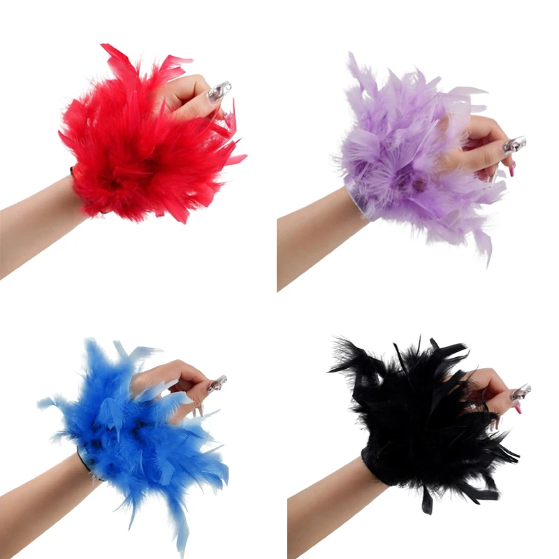Fashion 8 Color Bracelet Sleeves For Nail Photos Feathers Nail Parts Plush Wrist Cuffs For Manicure Hand Photo Nail Decor