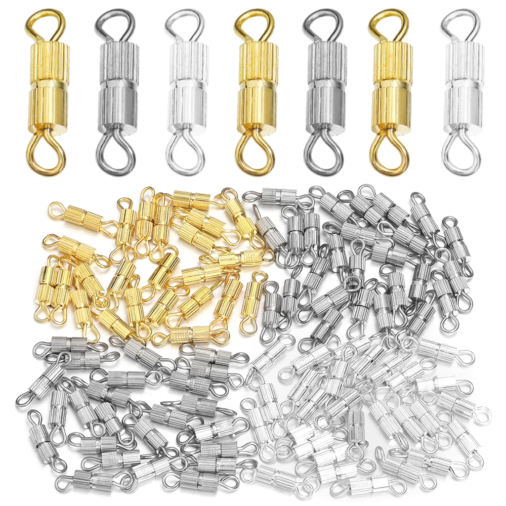 30pcs/lot Metal Cylinder Clasps Fasteners Buckle End Clasps Connector For DIY Jewelry Making Necklace Bracelet Accessories