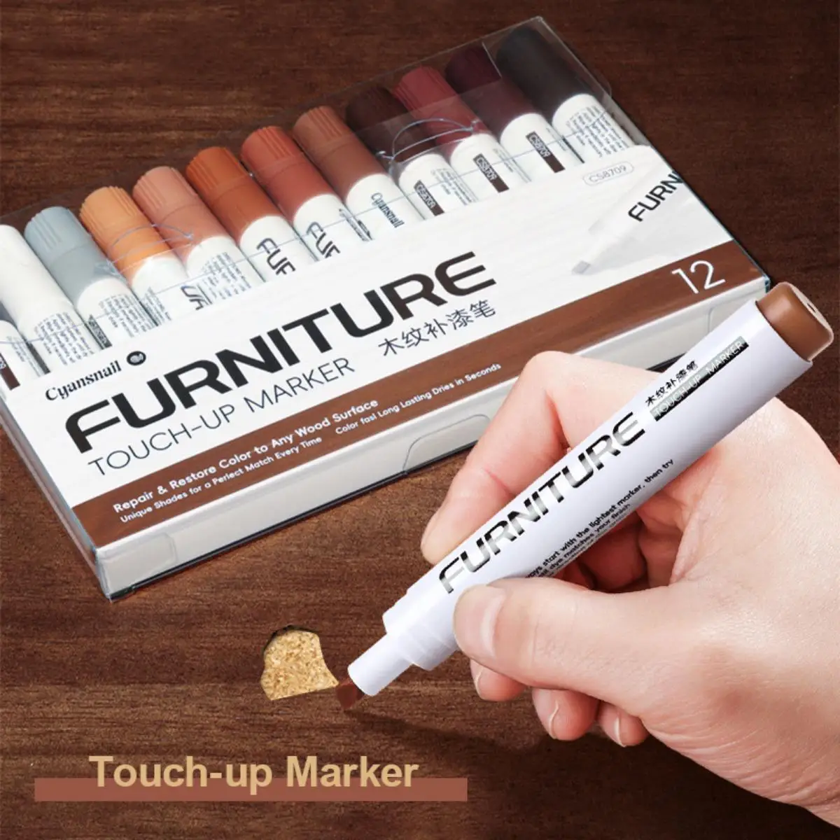 12 Pcs TOUCH-UP Marker,Knife Fibre Tip,Art Set for FURNITURE,Card,Ceramic,Plaster,Artifact Craft Drawing Art Supplies Stationery