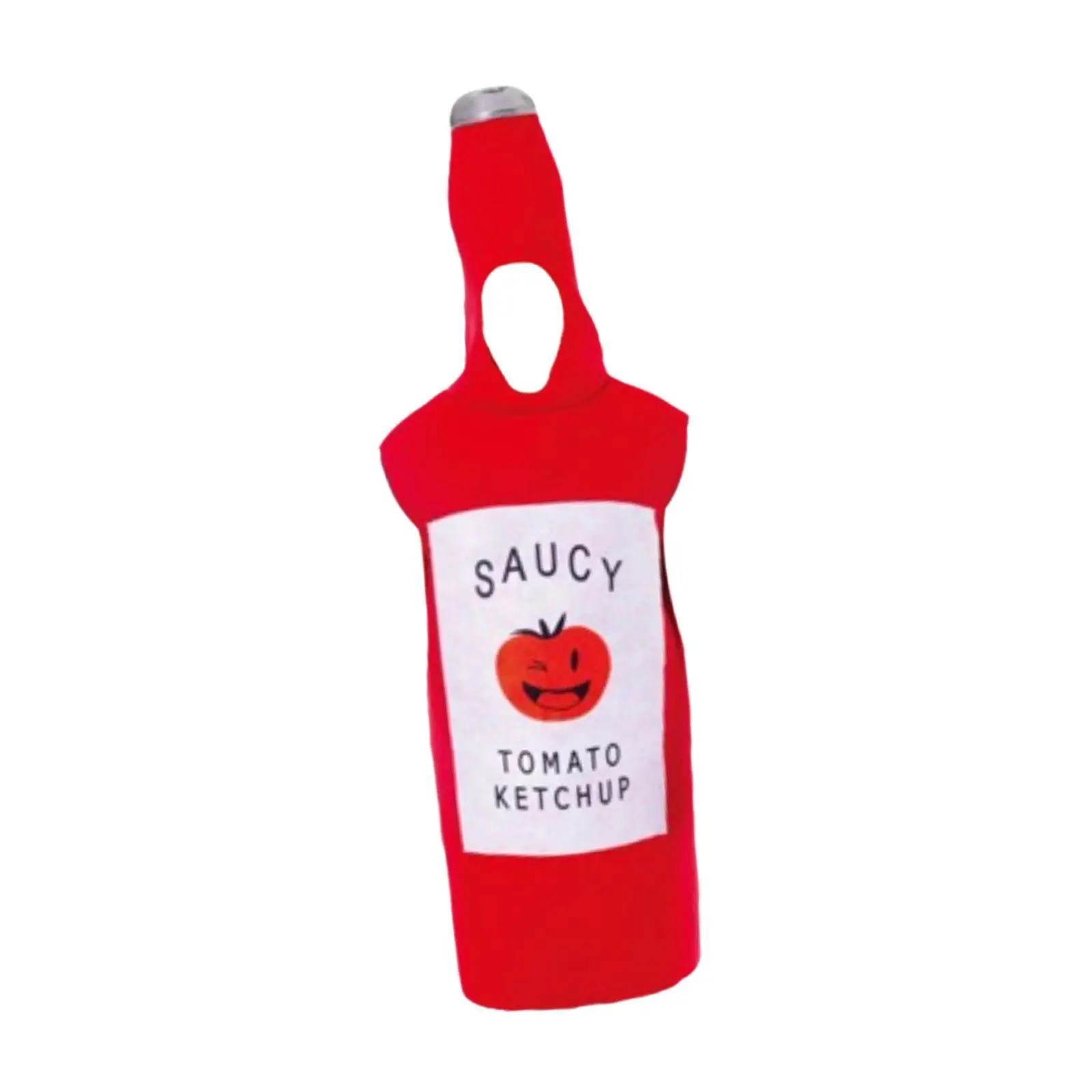 Funny Tomato Sauce Costume Hooded Jumpsuit for Halloween Cosplay Party Adult Carnival Stage Performance Dress Up Outfit