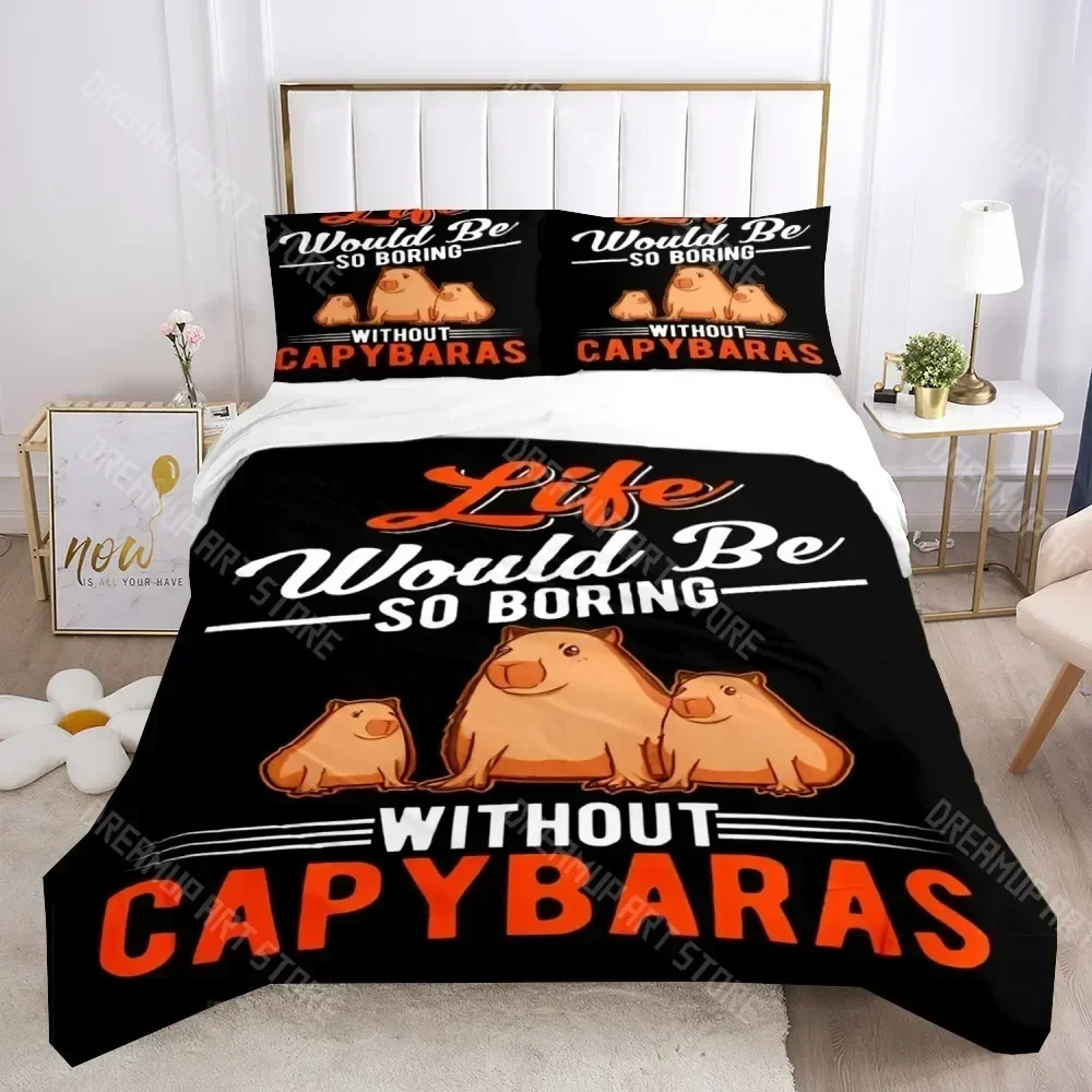 Exquisite 3D Print Funny Capybara Anime Duvet Cover Kawaii Animals Bedding Set Soft Quilt Cover Full Size For Boy Teens Bedroom