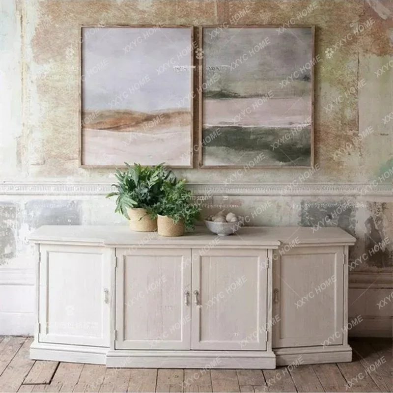 

Retro solid wood dining side cabinet, living room floor storage cabinet against the wall side cabinet