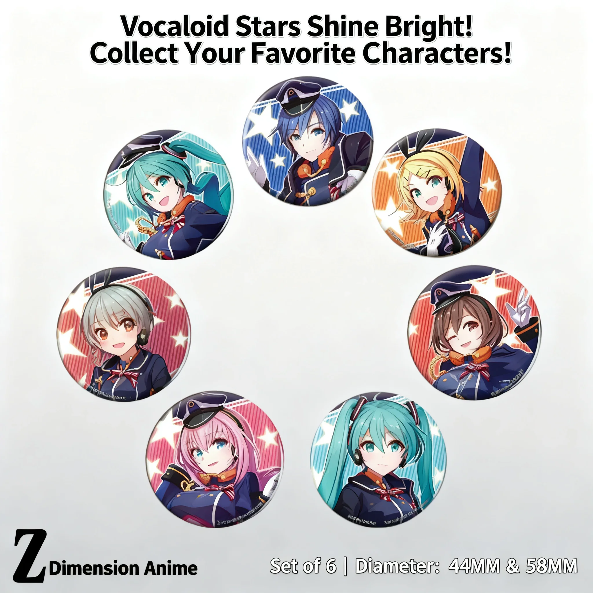 

Anime Hatsune Miku Kagamine Rin Len Luka Vocaloid Button Badge Mirror Badge Brooch Pin Collection Gifts for Fans