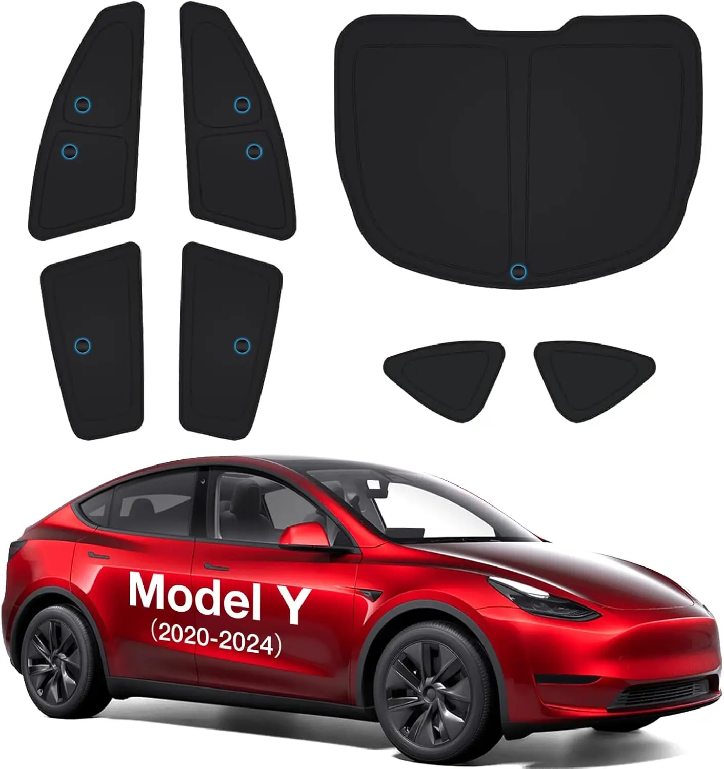 

2026 Upgrade Tesla Model Y Side Window Sunshade, Ice-Crystal Cool & Suction No-Fall, 7PCS for Baby Camping Privacy Napping