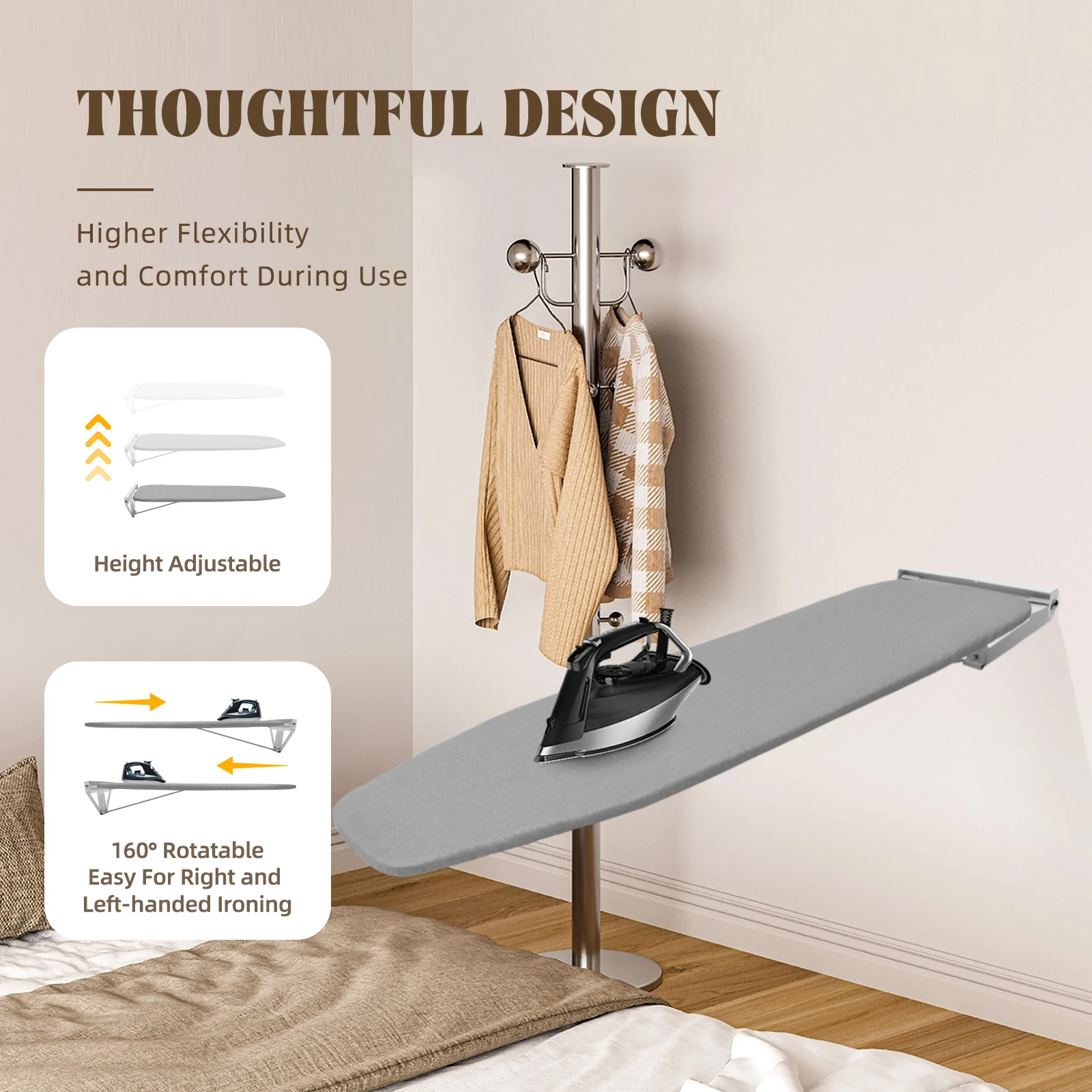 Wall-mounted 160 Degrees Rotating Ironing Board Portable Ironing Board Household Ironing Board