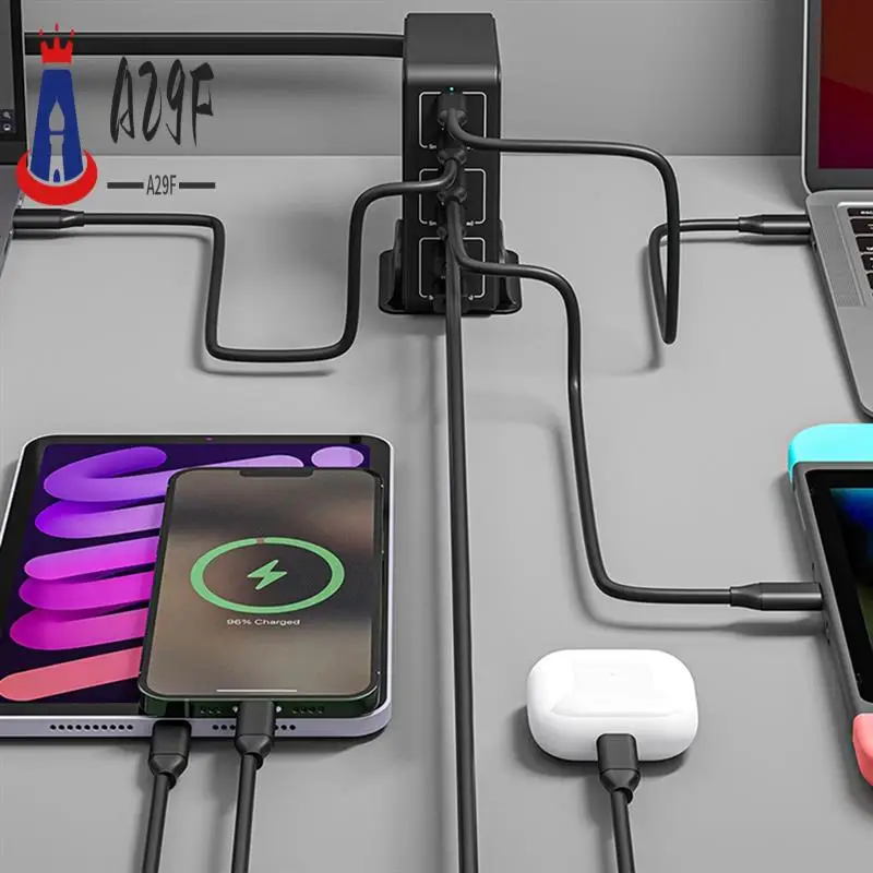 

A29F-многофункциональное зарядное устройство высокой мощности PD 120 Вт, быстрая зарядка через USB, многопортовое зарядное устройство для сотового телефона и компьютера, зарядная головка