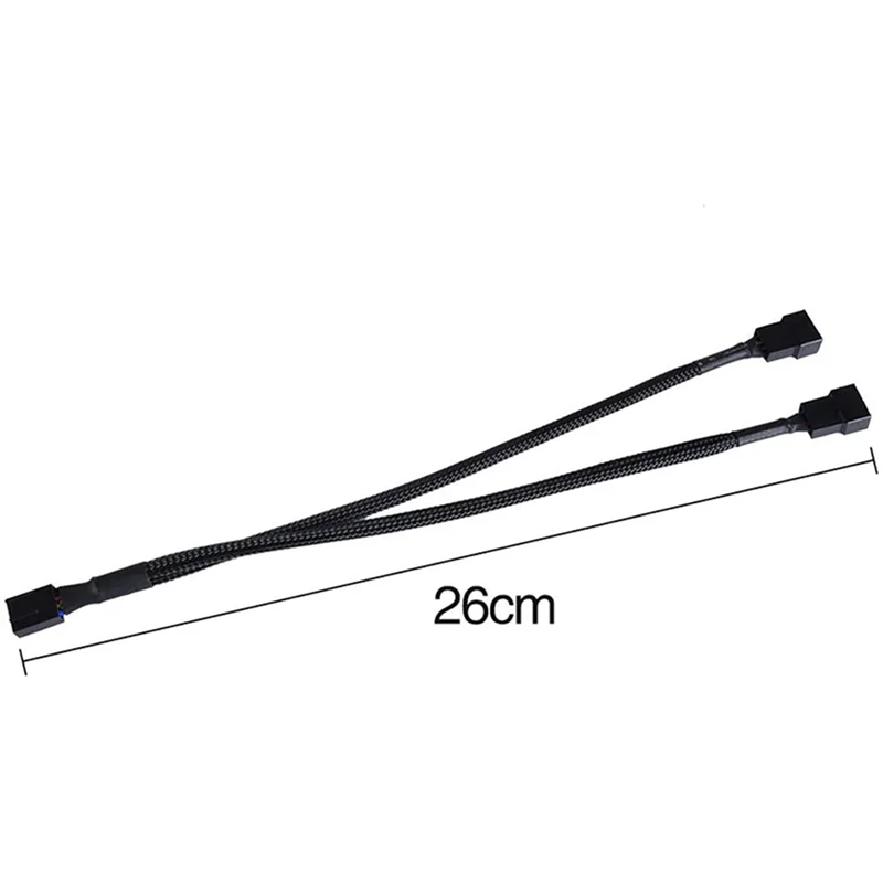 20 Pack PWM Fan Splitter Cable Y Splitter Computer PC Fan Power Cable 4 Pin 1 To 2 Converter, Black Sleeved Braided
