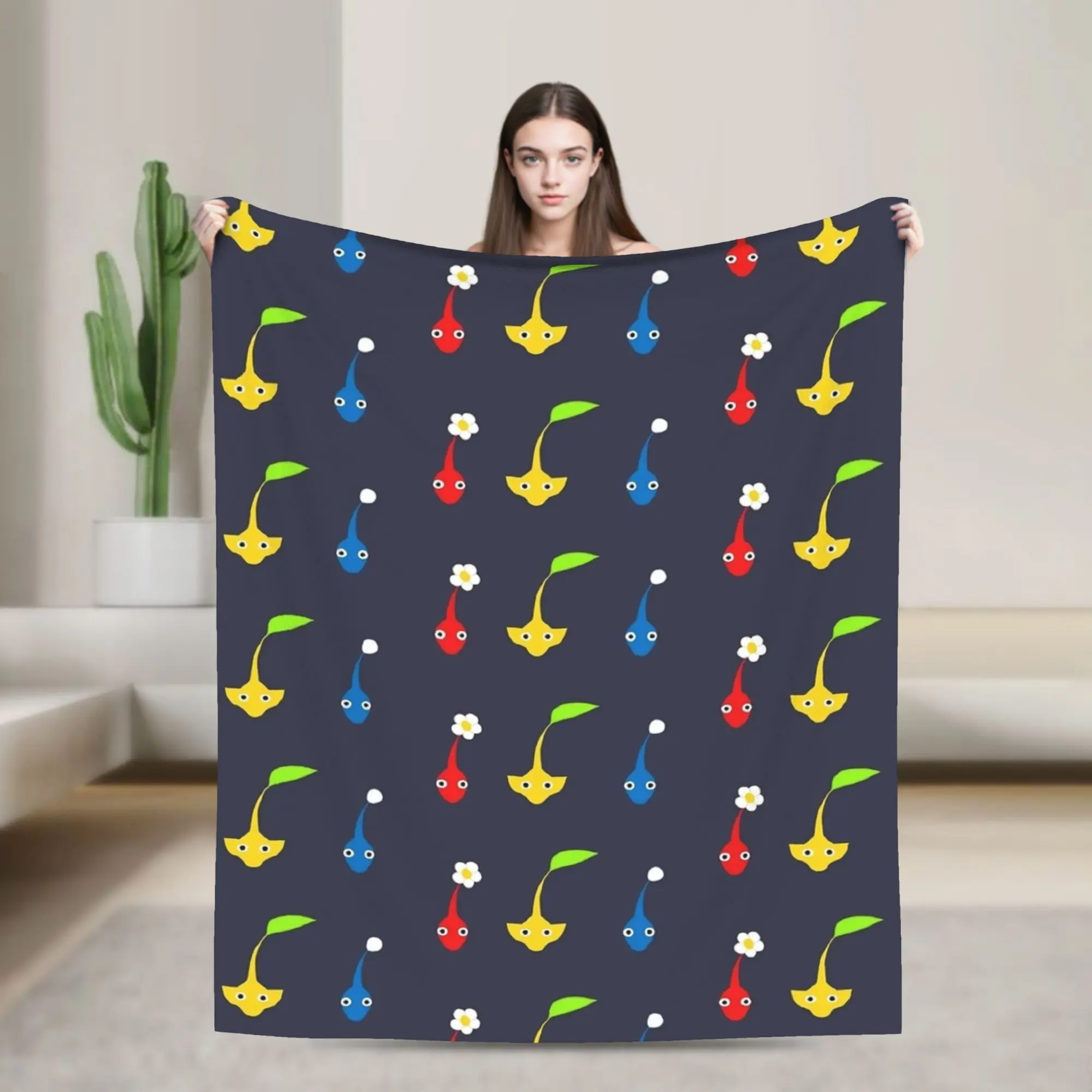 Pikmins Characters Knitted Blanket  Fleece Throw Blankets Summer Air Conditioning Portable Soft Warm Bedsprea,
