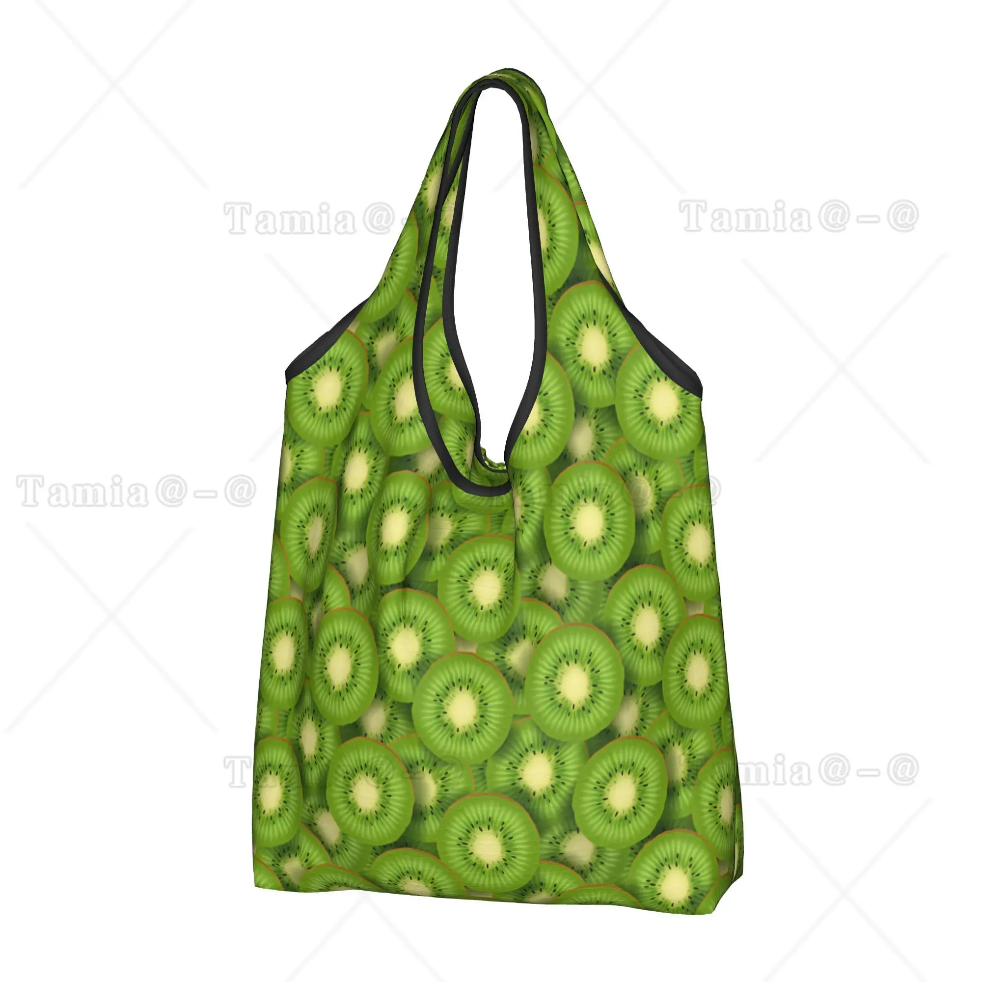 Custom With Kiwi Seamless Pattern Shopping Bag Women Portable Large Capacity Groceries Tropical Fruit Tote Shopper Bags