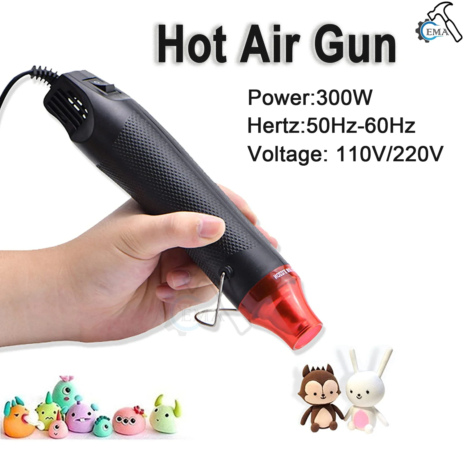110V/220V US EU Standard Hot Air Gun Mobile Phone Repair Tool Hair Dryer Welding Support Seat Shrink Plastic Air Heat Gun 300W