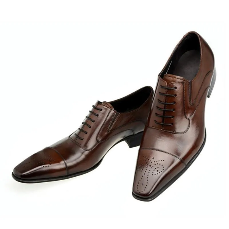 New Luxurious Italian Patent Leather Men brown Black Wedding Oxford Shoes Lace-Up Office Business Suit Men\'s Dress Shoes