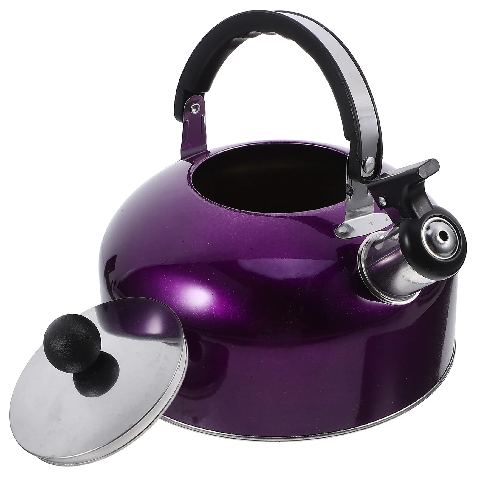 

Stainless Steel Whistling Kettle Convenient with Handle Pot Spherical Indoor Induction Cooker for Kitchen Steel= Tea