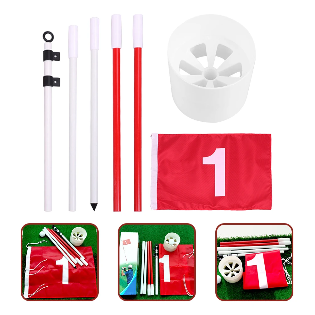 

Golf Flagpole Set Detachable Flagstick Hole Cup Portable Practice Prop Golf Supply Course Accessories Training Equipment