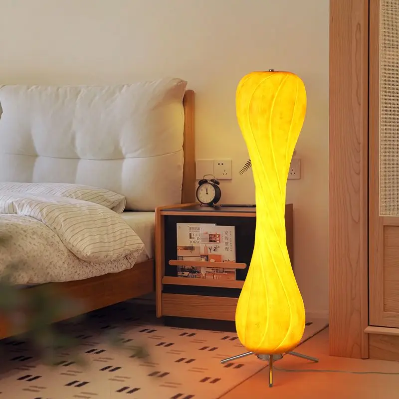 

Wabi Sabi Style Pumpkin-Shaped Floor Lamp Living Room Sofa Decor Guesthouse Bedroom Warm Ambient LED Lighting Standing Lamp