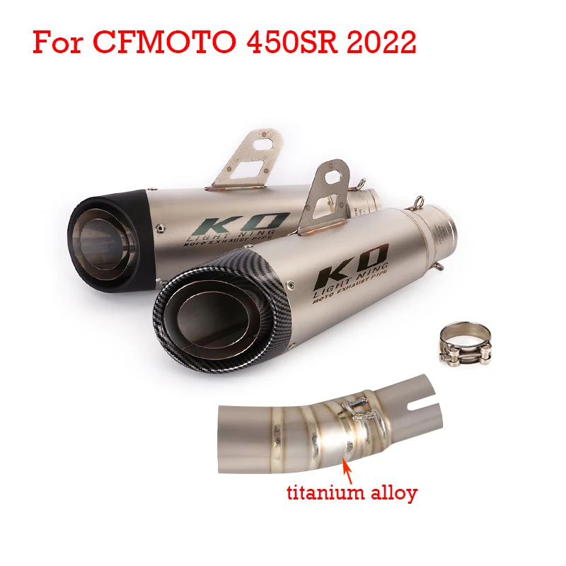 

For CFMOTO 450SR 2022 Exhaust System Motorcycle Middle Connect Section Link Pipe Slip On 51mm Escape End Can Muffler Modified