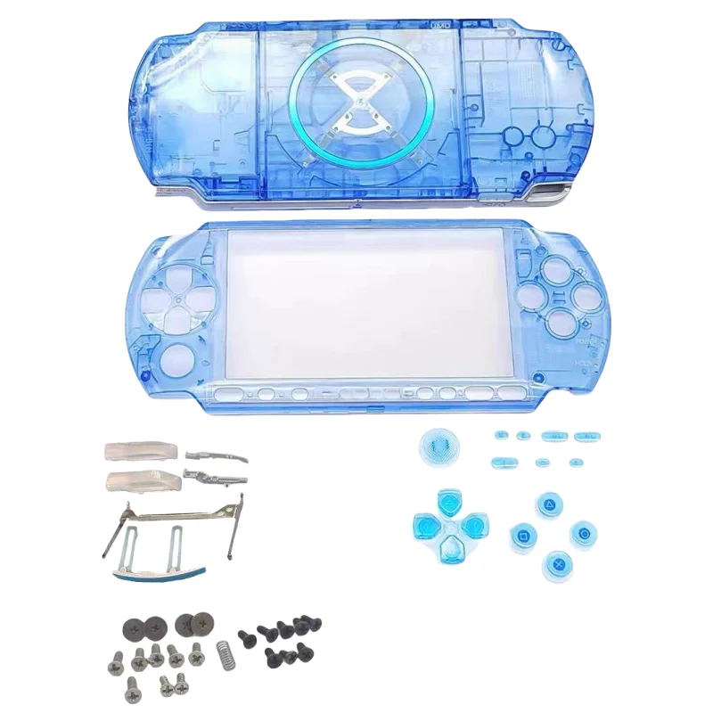 Clear Green Replacement Front Back Faceplate Cover For PSP3000 PSP 3003 3002 3001 Housing Shell With Repair Button Kits Sticker