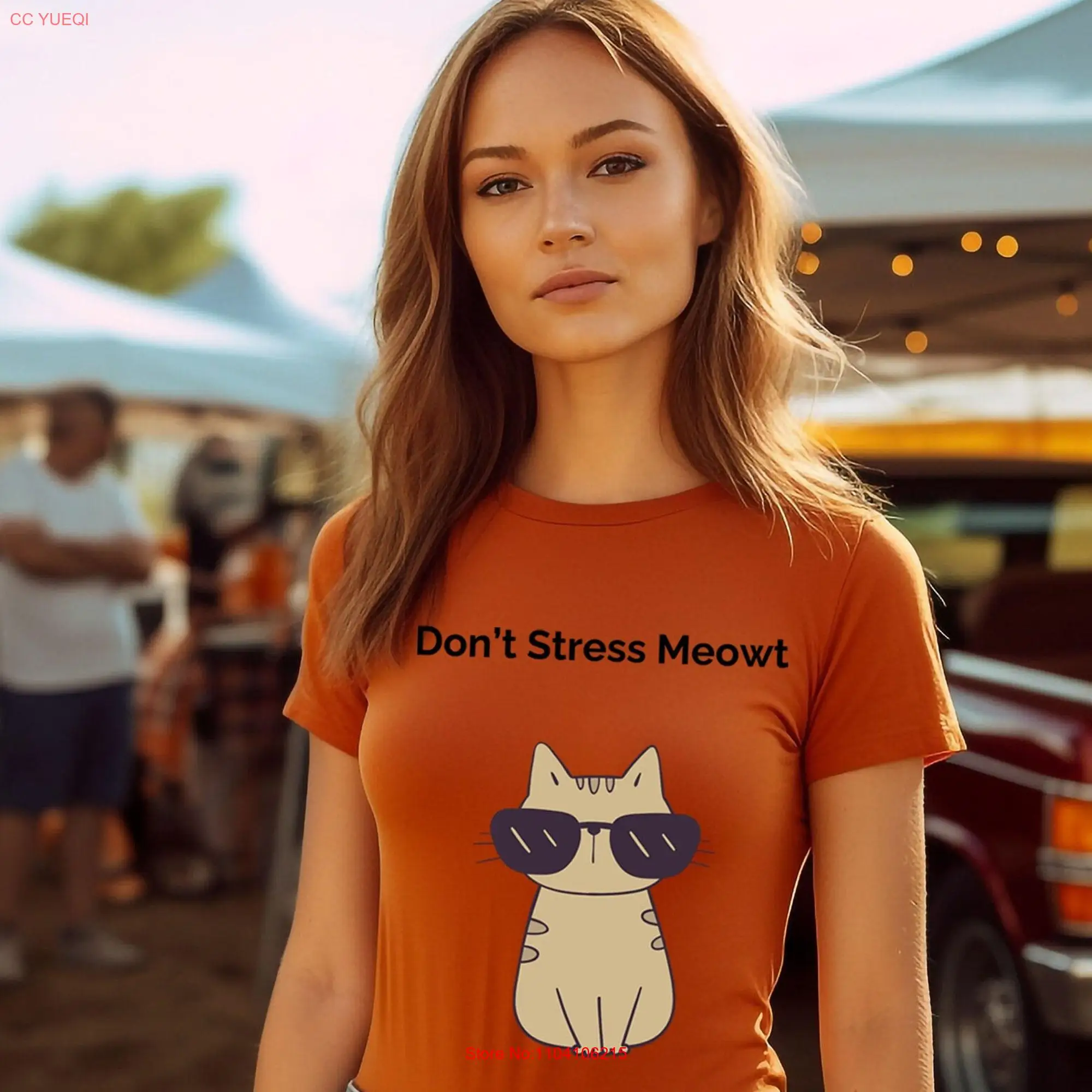 Cat T Shirt Funny Don't Stress Me Out Cute Meow with Sunglasses Lovers  long or short sleeves