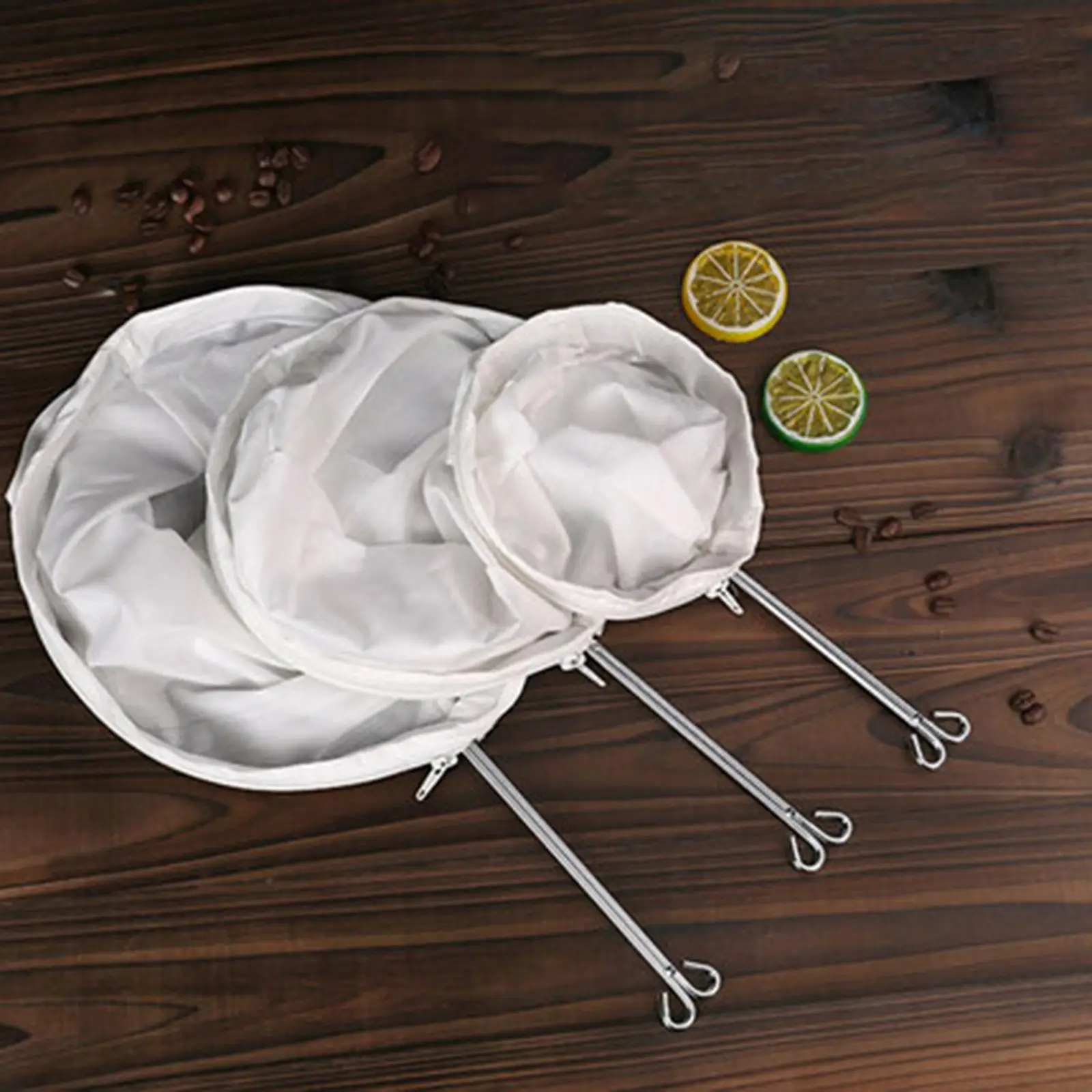 Coffee Sock with Stainless Steel Handle Cloth Coffee Filter Strainer Reusable Food Filter Bag for Cafe Kitchen Milk Yogurt Juice