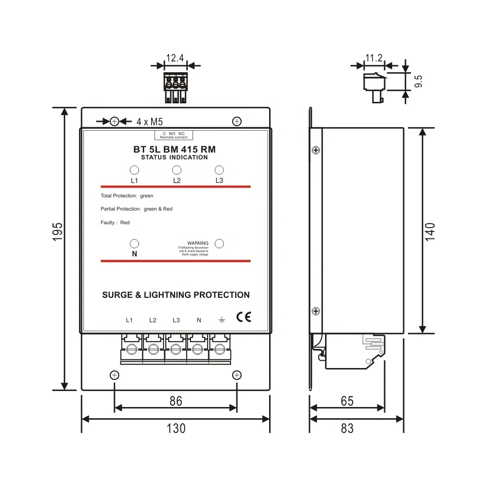 240V/415V 280kA 40kA*7lines Type 1+ Type 2 + Type 3 Telebahn 3 Phase Full AC SPD Surge Protection Surge Surppessor
