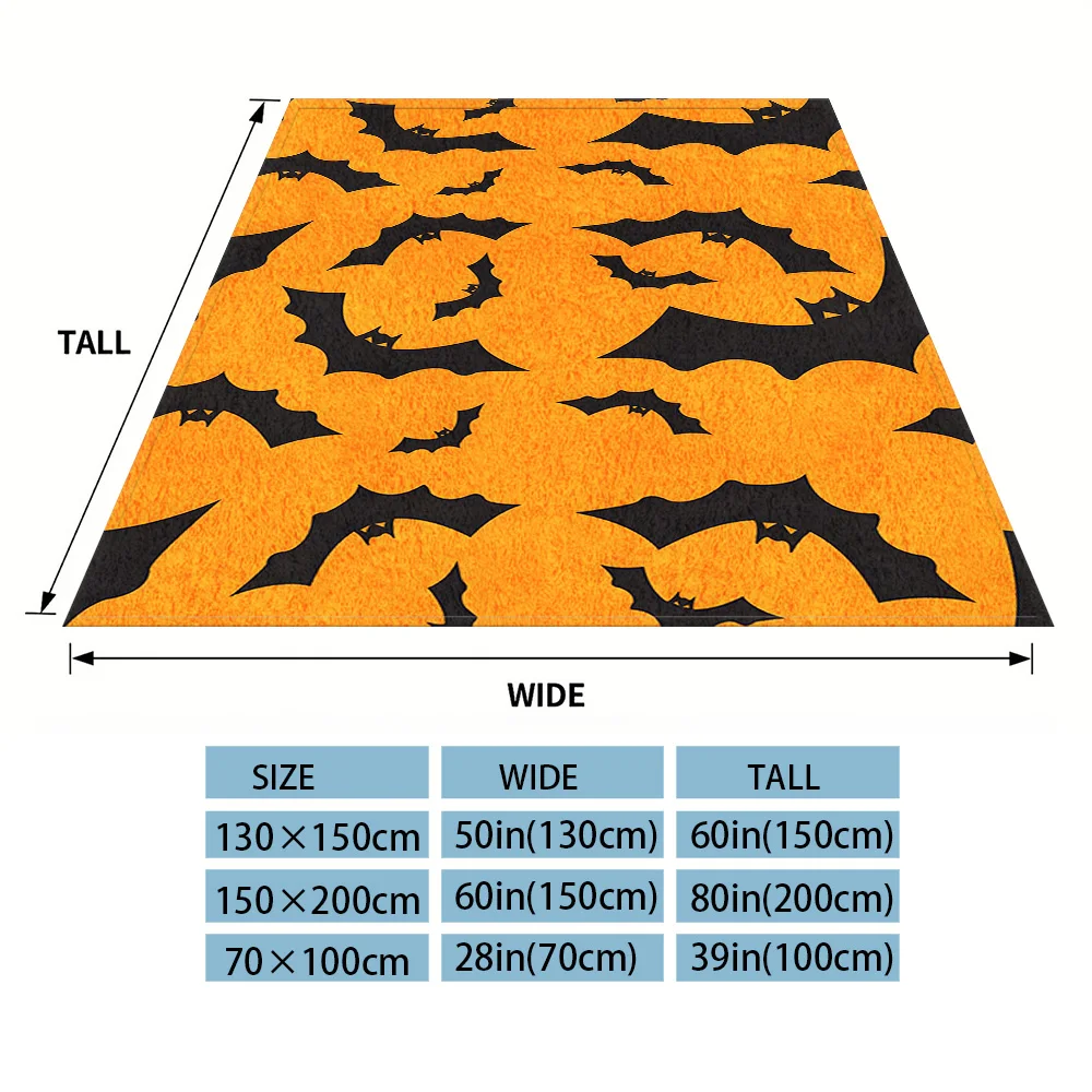 Orange Bats Flannel Blankets Are Suitable For Sofas, Men's Room Decorations, Thick And Warm Gifts For Teenagers