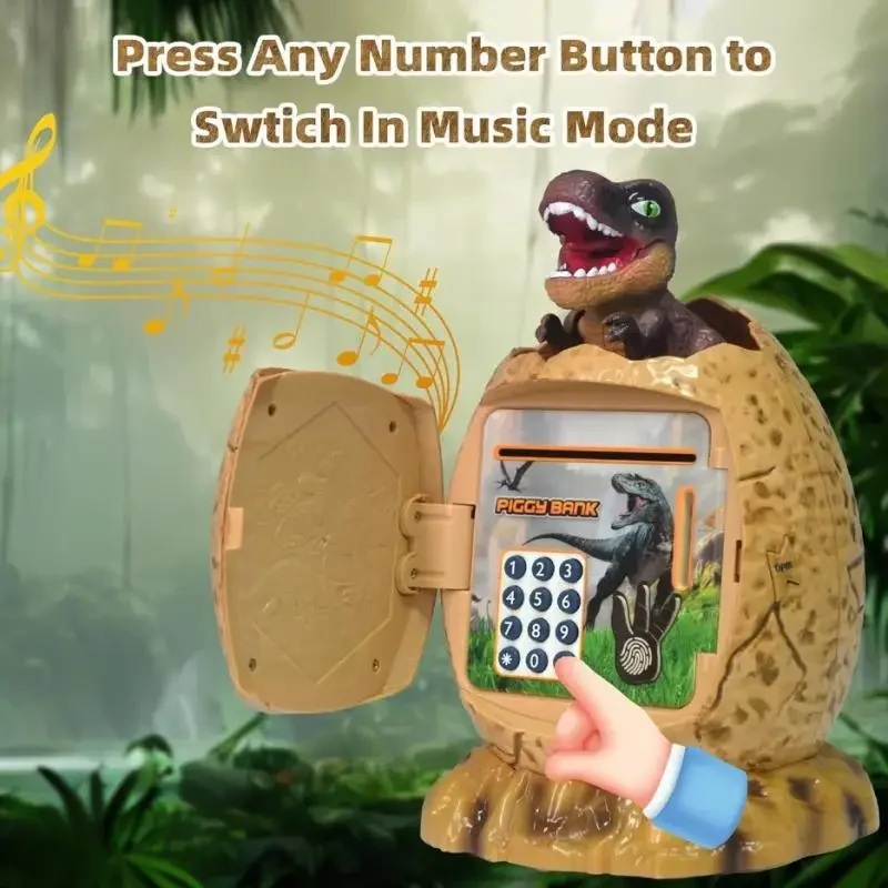 Dinosaur Egg Piggy Bank for Kids ATM Machine Electronic Musical Money Saving Box Cash Coin Automatic Rolls Money Piggy Bank Gift