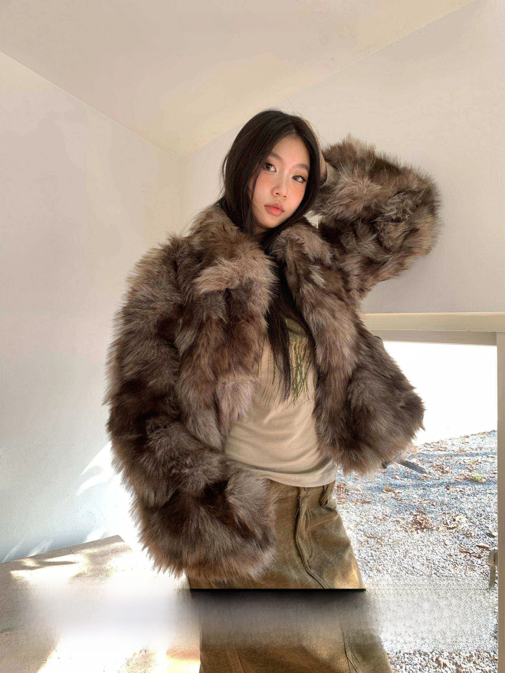 

Пальто Fortunee: Новая коллекция осень-зима, короткое, утепленное, из искусственного меха, женское, экологичное, модное, для повседневной носки, свободного кроя