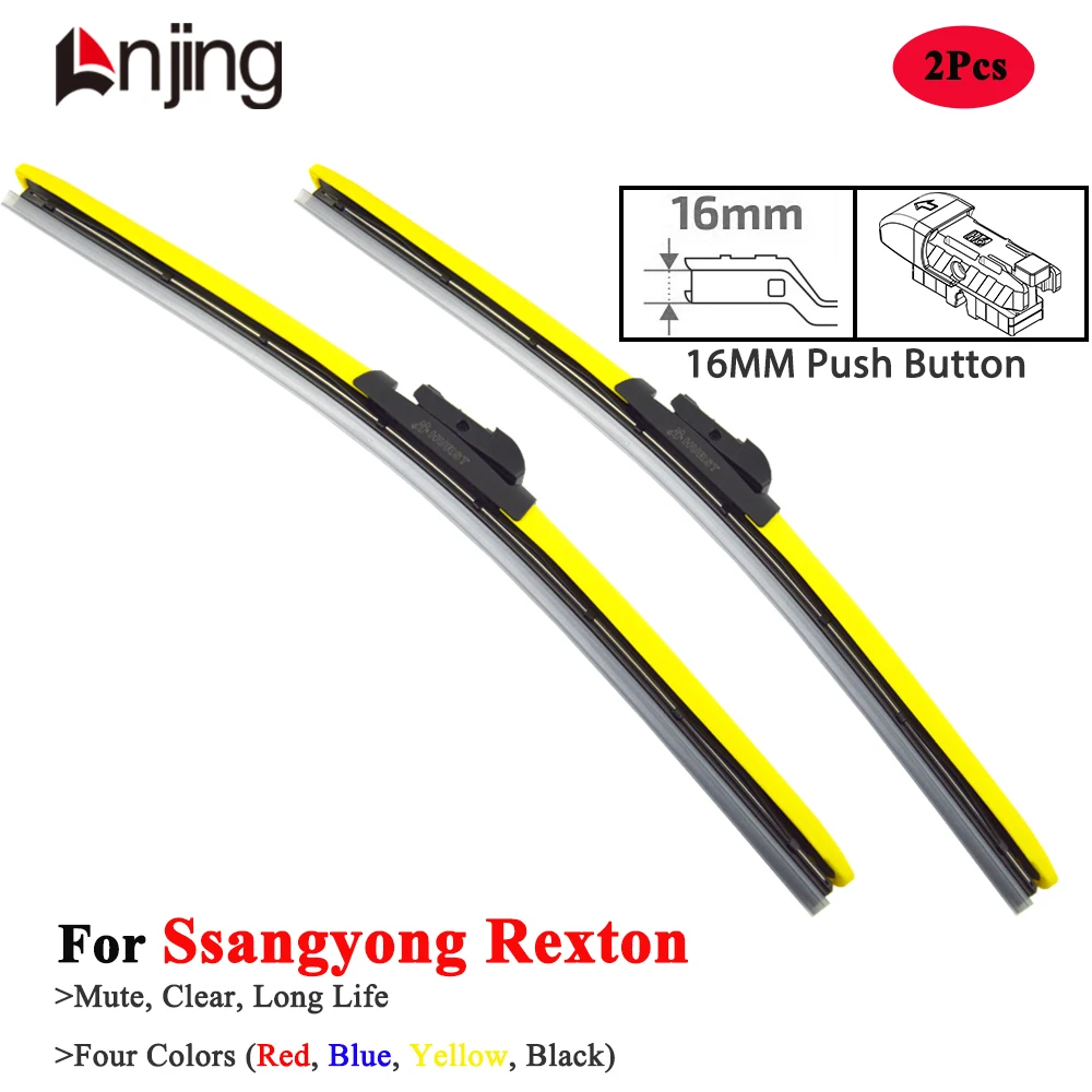 

LNJING Colorful Wiper Blades For Ssangyong Rexton Y200 Y250 Y290 Y400 Y450 Sports 2001 2004 2005 2006 2007 2020 Car Accessories