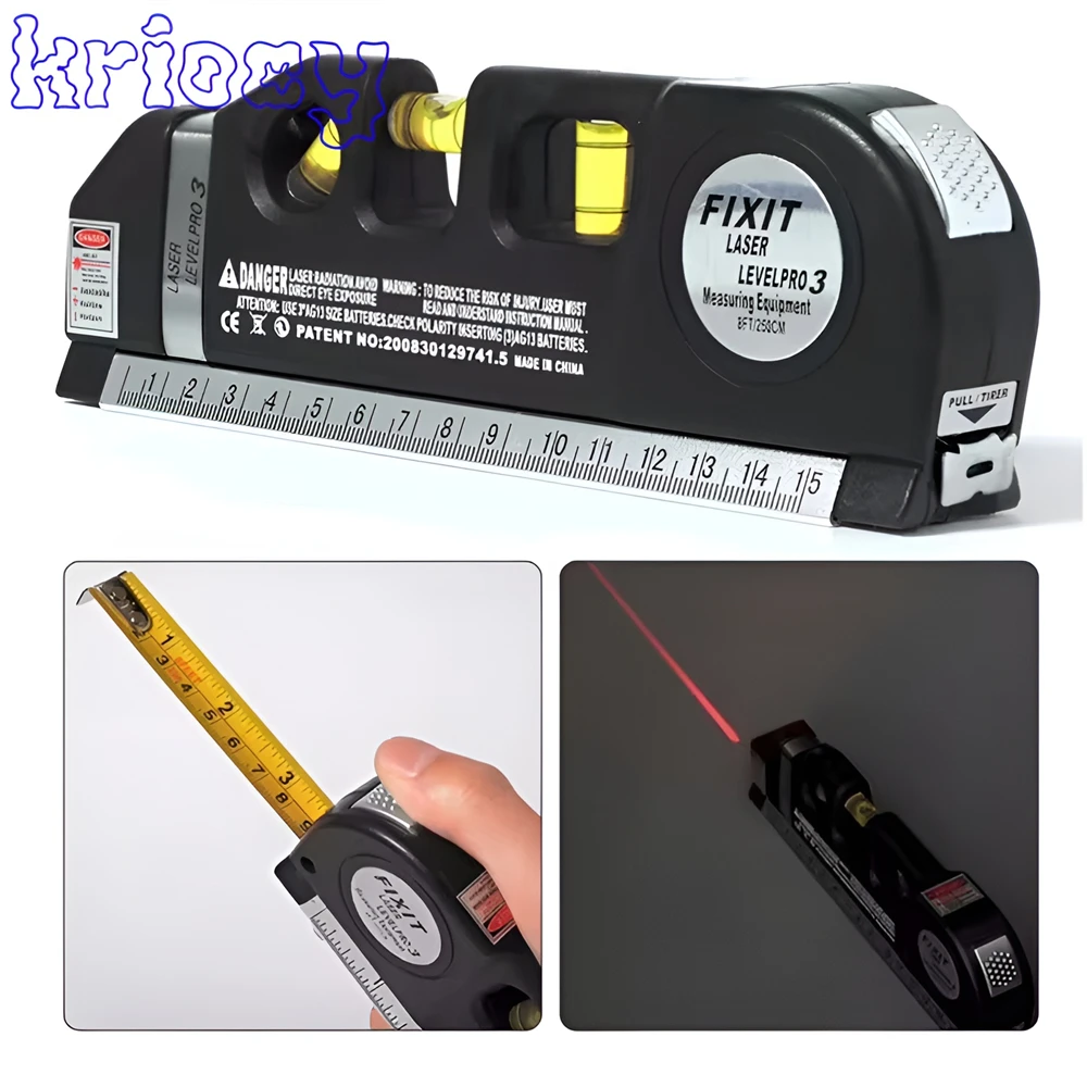 8FT/25m Laser Level Horizon Vertical Measure Aligner Standard And Metric Ruler Multipurpose Measure Level Laser Rangefinders