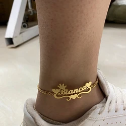 Custom Name Anklet, Hip Hop Name Plate Name Necklace for Women, Gifts for Men, BFF Gifts