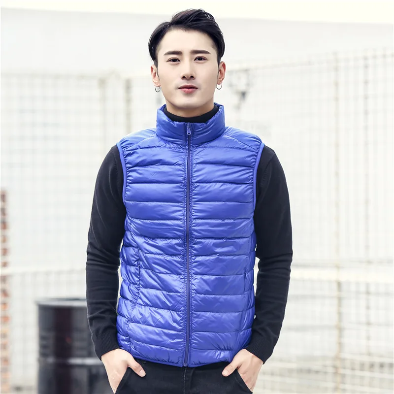Lightweight down Vest Men's Clothing Durable ex Long Sle White Du Feather Filled Thin lin Jaet for Autumn