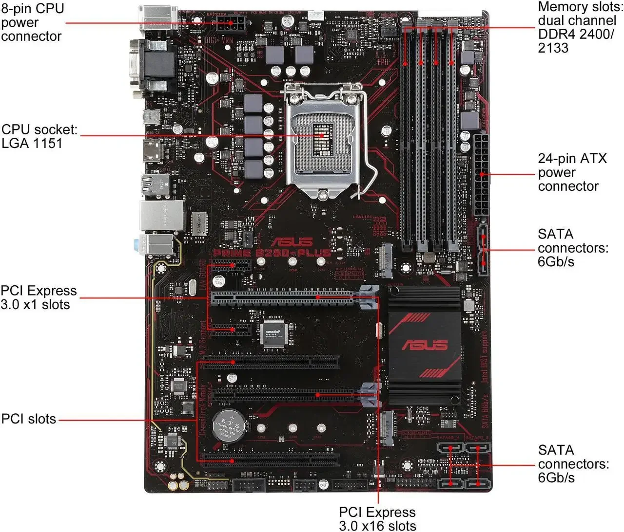 اللوحة الأم ASUS PRIME B250-PLUS 1151 Intel B250 DDR4 64GB M.2 SATA III USB3.0 ATX تدعم الجيل السابع السادس Core i3-7100 #3