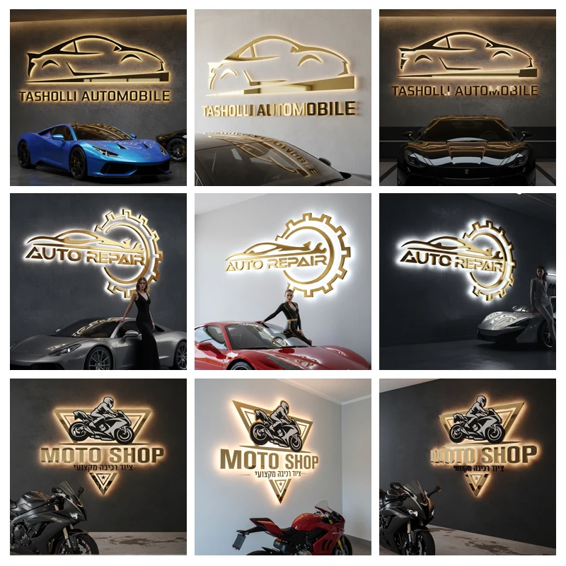 Custom 3D Backlit Metal Letter Sign Waterproof Stainless Steel LED Logo for Auto Repair Shop Beauty Salon Clinic Storefront