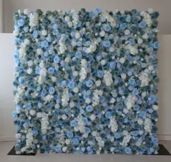 YuLiFlower Hot sale ocean blue flower wall panel artificial rose wall for wedding party Wedding  Furniture Decoration