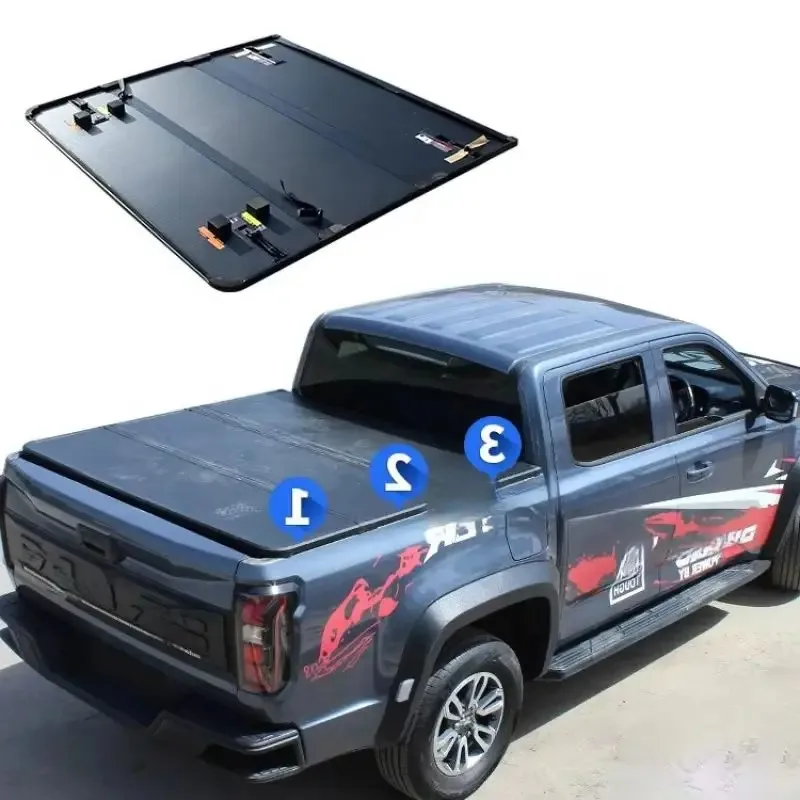 Hard Folding Pickup Tonneau Cover Tri-fold Truck Bed Covers - Easy Access to Cargo Bed with Three Folding Positions