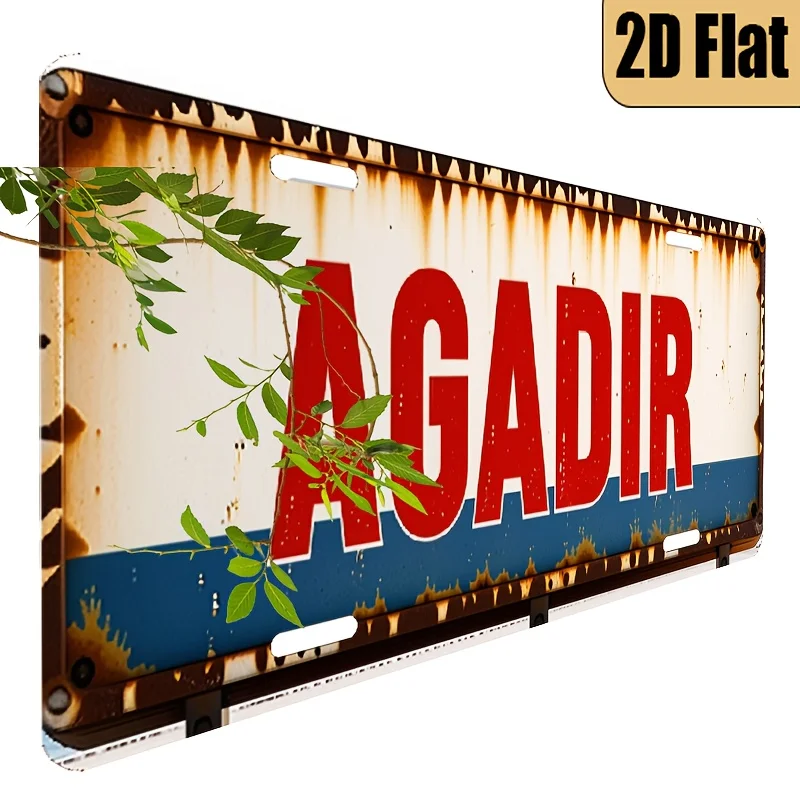1pc, 2D FLAT, for Decoration Only - Retro Style Aluminum License Plate 