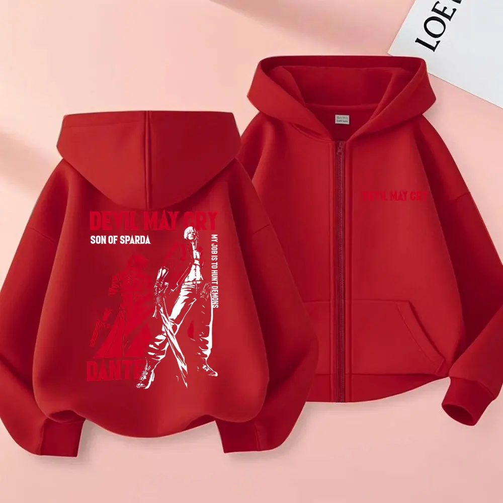 Anime Devil May Cry Son of Sparda Dante Reißverschluss Hoodie Männer Frauen Cartoon Manga Zip Up Jacke Mantel Unisex Vintage Casual Hoodies – Detail 5