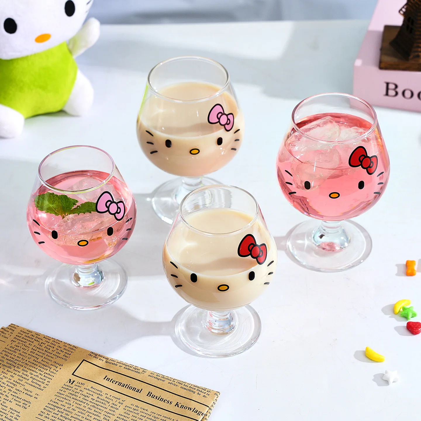 13CM Cute cat Kawaii goblet Milk Cup Boris Cartoon Spherical Cup Household Cold Drink Cup Coffee Cup Christmas Gift