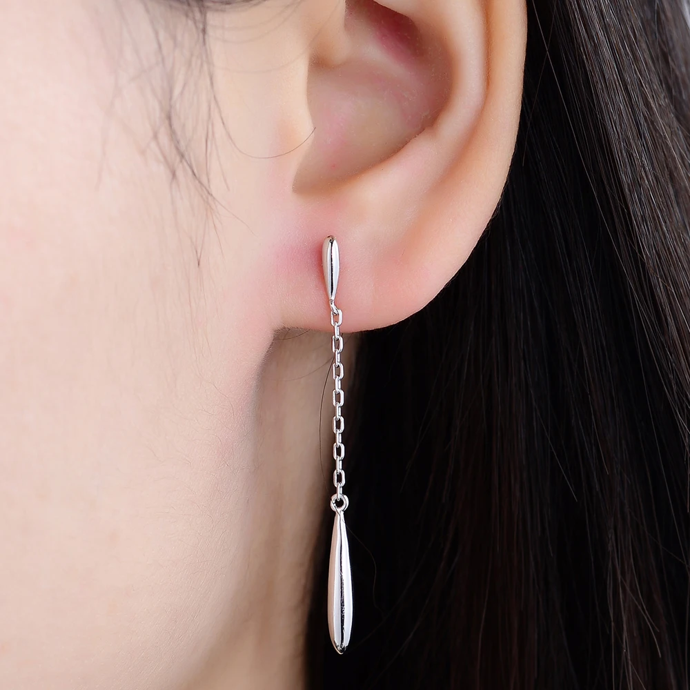 أقراط قطرة الماء أقراط من الفضة الإسترليني عيار 925 للنساء أقراط طويلة كلاسيكية بسيطة هدية عيد الحب للسيدات الحلوة #1